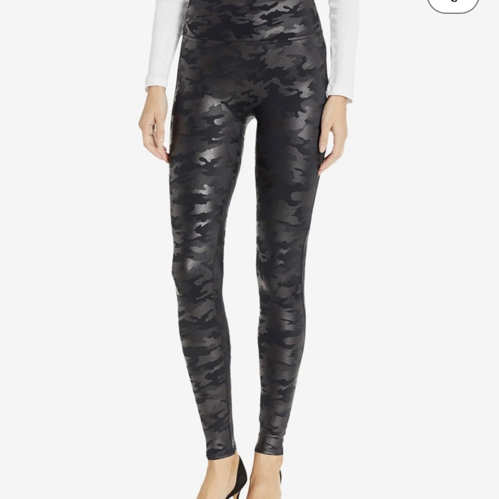 Small barely worn SPANX camo faux leather leggings